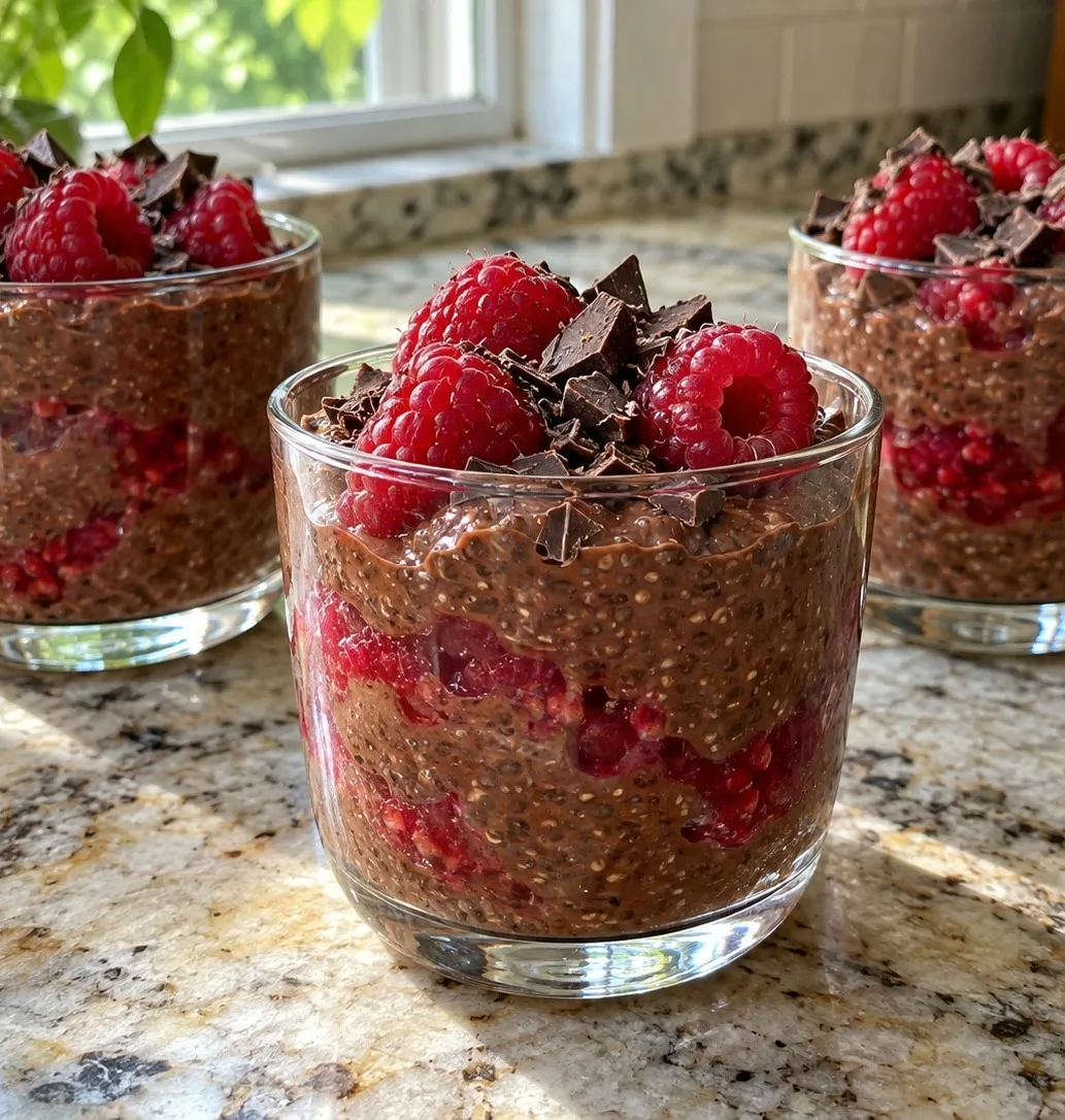 Salted Chocolate Raspberry Chia Mousse