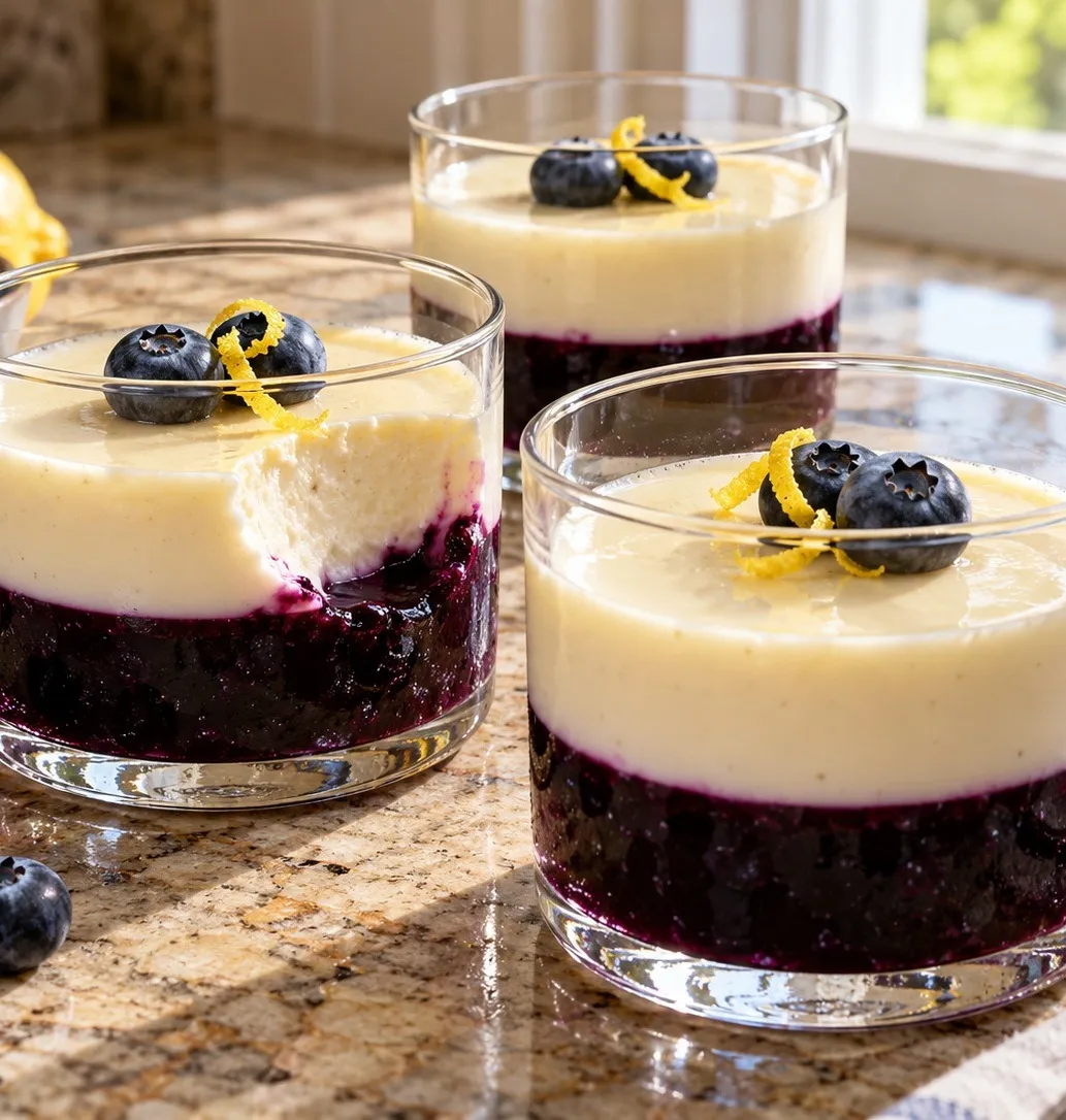 Lemon Blueberry Greek Yogurt Panna Cotta