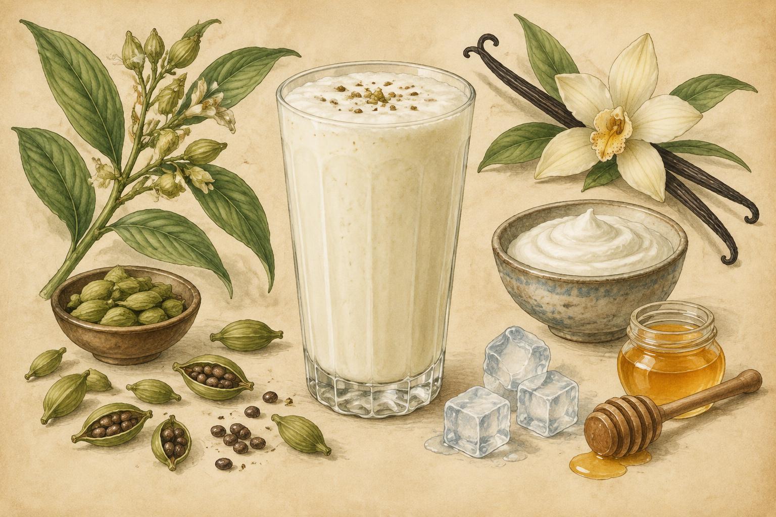 Illustration of Vanilla-Cardamom Cultured Lassi