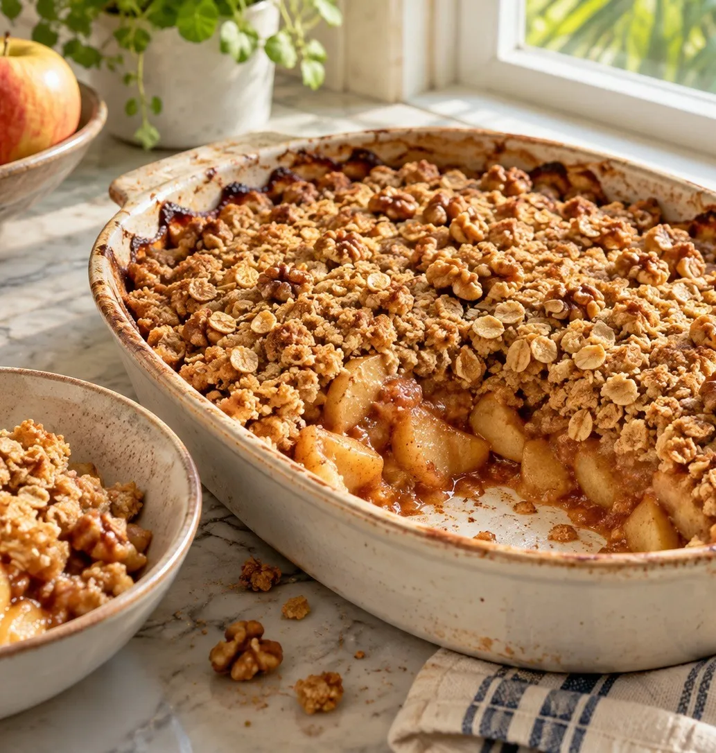 Warm Apple Walnut Oat Crumble