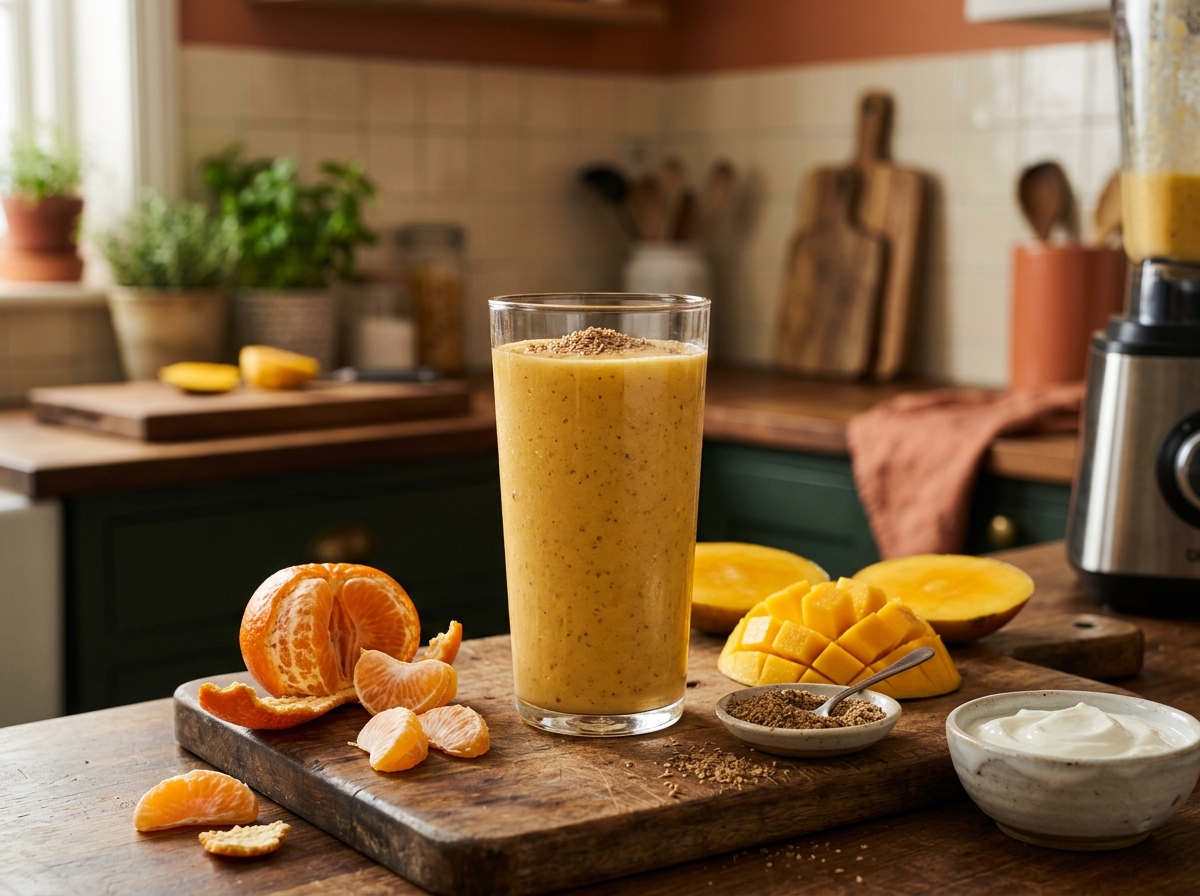 Orange Mango Flaxseed smoothie