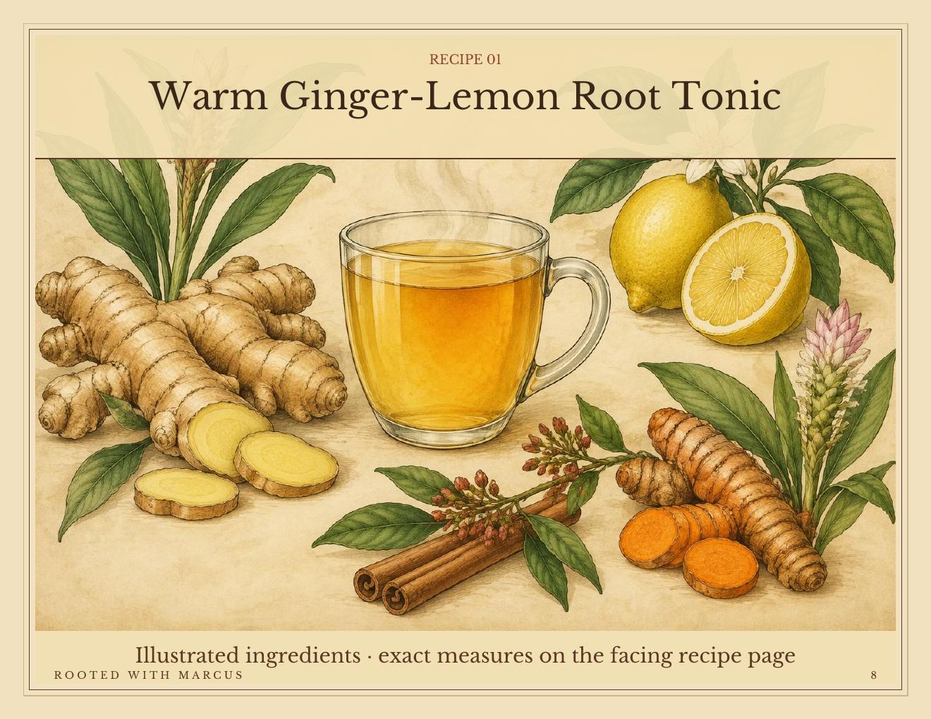 Illustrated Warm Ginger-Lemon tonic page